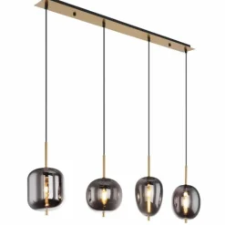 Suspension Verre Fumé-Luminaires Globo Lighting Suspension Globo BLACKY I Laiton, 4 lumières