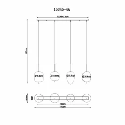 Suspension Verre Fumé-Luminaires Globo Lighting Suspension Globo BLACKY Laiton, Noir, 4 lumières