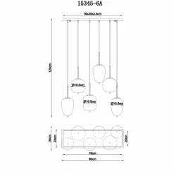 Suspension Verre Fumé-Luminaires Globo Lighting Suspension Globo BLACKY Laiton, Noir, 6 lumières