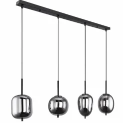 Suspension Verre Fumé-Luminaires Globo Lighting Suspension Globo BLACKY Noir, 4 lumières