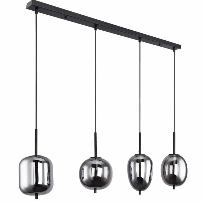 Suspension Verre Fumé-Luminaires Globo Lighting Suspension Globo BLACKY Noir, 4 lumières