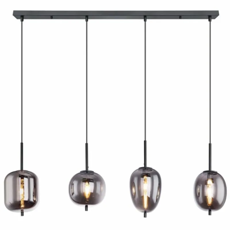 Suspension Verre Fumé-Luminaires Globo Lighting Suspension Globo BLACKY Noir, 4 lumières