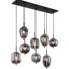 Suspension Verre Fumé-Luminaires Globo Lighting Suspension Globo BLACKY Noir, 8 lumières