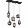 Suspension Verre Fumé-Luminaires Globo Lighting Suspension Globo BLACKY Noir, 6 lumières