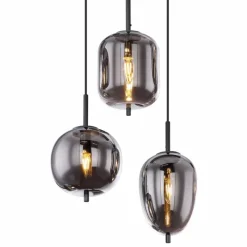Suspension Verre Fumé-Luminaires Globo Lighting Suspension Globo BLACKY Noir, 6 lumières