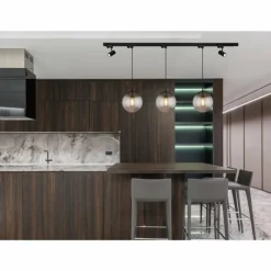 Suspension Verre Fumé-Luminaires Globo Lighting Suspension Globo BLAMA Noir, 3 lumières