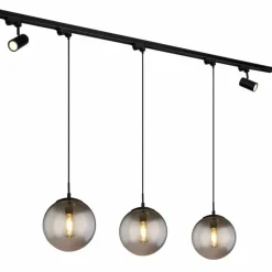 Suspension Verre Fumé-Luminaires Globo Lighting Suspension Globo BLAMA Noir, 3 lumières