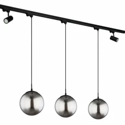 Suspension Verre Fumé-Luminaires Globo Lighting Suspension Globo BLAMA Noir, 3 lumières
