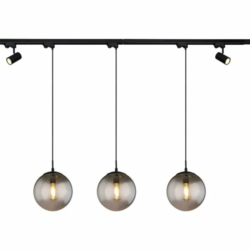 Suspension Verre Fumé-Luminaires Globo Lighting Suspension Globo BLAMA Noir, 3 lumières