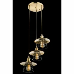 Lampes Vintages & Rétros-Luminaires Globo Lighting Suspension Globo Bronze, 3 lumières