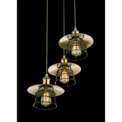 Lampes Vintages & Rétros-Luminaires Globo Lighting Suspension Globo Bronze, 3 lumières