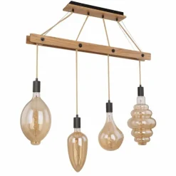 Lampes En Tissu-Luminaires Globo Lighting Suspension Globo CANESO Brun, Noir, 4 lumières