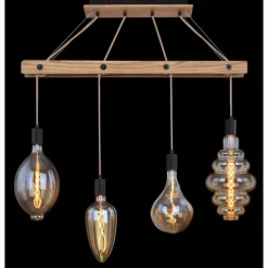 Lampes En Tissu-Luminaires Globo Lighting Suspension Globo CANESO Brun, Noir, 4 lumières