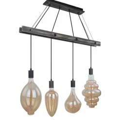 Lampes Industrielles-Luminaires Globo Lighting Suspension Globo CANESO Noir, 4 lumières