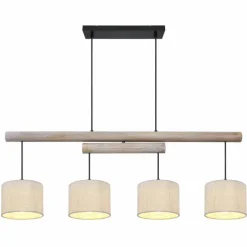 Lampes En Tissu-Luminaires Globo Lighting Suspension Globo CELINA Brun, Noir, 4 lumières