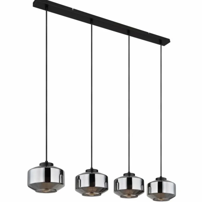 Suspension Verre Fumé-Luminaires Globo Lighting Suspension Globo CHRISTIANA Noir, 4 lumières