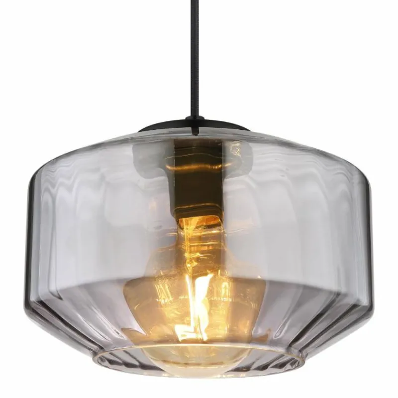 Suspension Verre Fumé-Luminaires Globo Lighting Suspension Globo CHRISTIANA Noir, 1 lumière