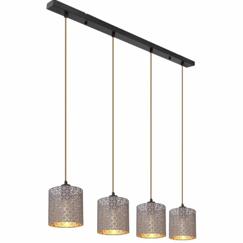 Lampes En Tissu-Luminaires Globo Lighting Suspension Globo CINDY Noir, 4 lumières