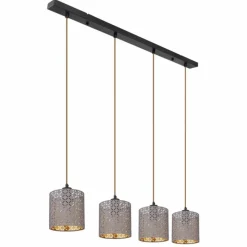 Lampes En Tissu-Luminaires Globo Lighting Suspension Globo CINDY Noir, 4 lumières