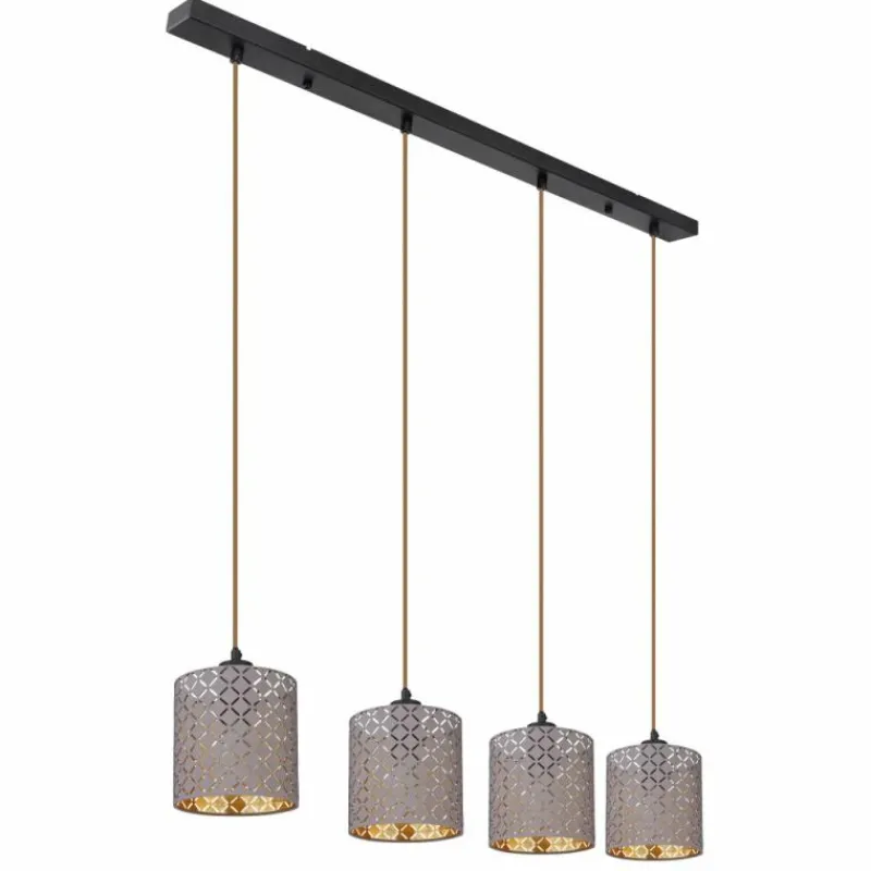 Lampes En Tissu-Luminaires Globo Lighting Suspension Globo CINDY Noir, 4 lumières