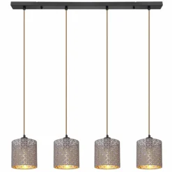 Lampes En Tissu-Luminaires Globo Lighting Suspension Globo CINDY Noir, 4 lumières