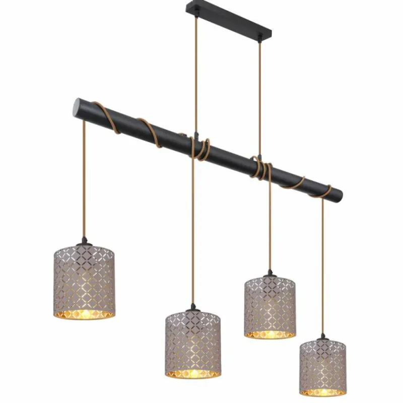 Lampes En Tissu-Luminaires Globo Lighting Suspension Globo CINDY Noir, 4 lumières