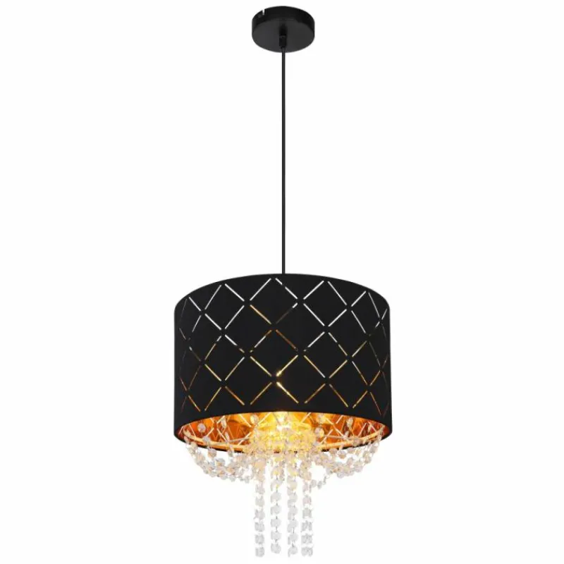 Lampes En Tissu-Luminaires Globo Lighting Suspension Globo CLARKE Noir, 1 lumière