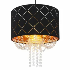 Lampes En Tissu-Luminaires Globo Lighting Suspension Globo CLARKE Noir, 1 lumière