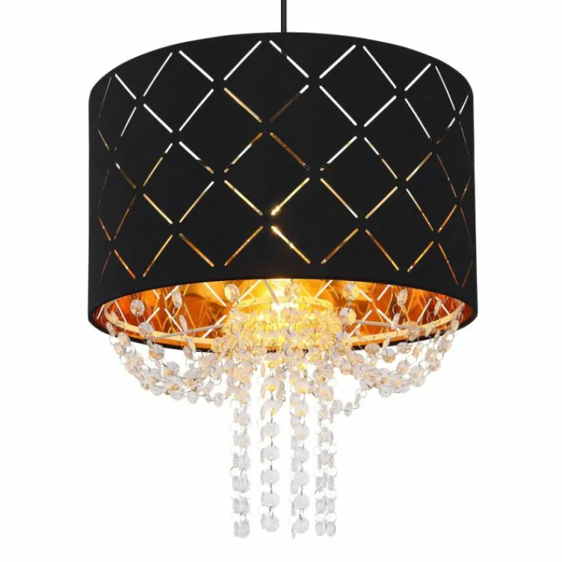Lampes En Tissu-Luminaires Globo Lighting Suspension Globo CLARKE Noir, 1 lumière