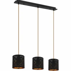 Lampes En Tissu-Luminaires Globo Lighting Suspension Globo CLARKE Noir, 3 lumières