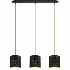 Lampes En Tissu-Luminaires Globo Lighting Suspension Globo CLARKE Noir, 3 lumières