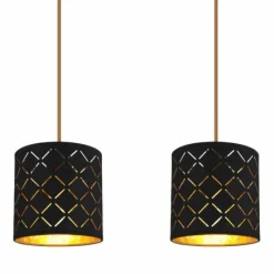 Lampes En Tissu-Luminaires Globo Lighting Suspension Globo CLARKE Noir, 3 lumières