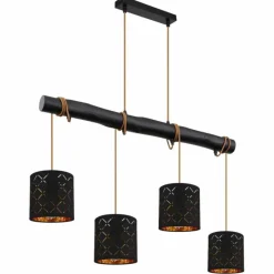 Lampes En Tissu-Luminaires Globo Lighting Suspension Globo CLARKE Noir, 4 lumières