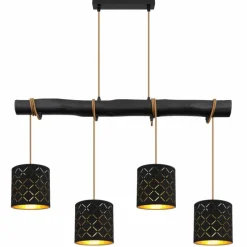 Lampes En Tissu-Luminaires Globo Lighting Suspension Globo CLARKE Noir, 4 lumières