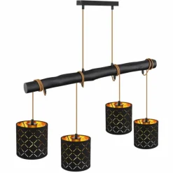 Lampes En Tissu-Luminaires Globo Lighting Suspension Globo CLARKE Noir, 4 lumières