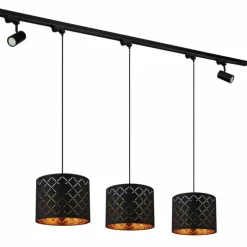 Lampes En Tissu-Luminaires Globo Lighting Suspension Globo CLARKE Noir, 3 lumières