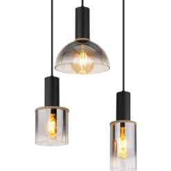 Suspension Verre Fumé-Luminaires Globo Lighting Suspension Globo CLASSIS Noir, 6 lumières