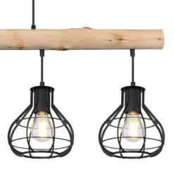 Lampes Industrielles-Luminaires Globo Lighting Suspension Globo CLASTRA Bois foncé, Noir, 4 lumières