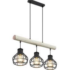 Lampes Vintages & Rétros-Luminaires Globo Lighting Suspension Globo CLASTRA Bois clair, Noir, 3 lumières