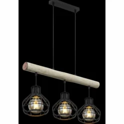 Lampes Vintages & Rétros-Luminaires Globo Lighting Suspension Globo CLASTRA Bois clair, Noir, 3 lumières