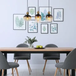 Suspension Verre Fumé-Luminaires Globo Lighting Suspension Globo COMMY Noir, 3 lumières