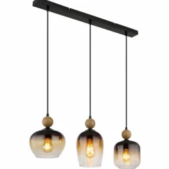 Suspension Verre Fumé-Luminaires Globo Lighting Suspension Globo COMMY Noir, 3 lumières