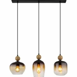 Suspension Verre Fumé-Luminaires Globo Lighting Suspension Globo COMMY Noir, 3 lumières