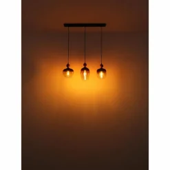 Suspension Verre Fumé-Luminaires Globo Lighting Suspension Globo COMMY Noir, 3 lumières
