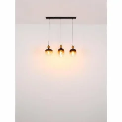 Suspension Verre Fumé-Luminaires Globo Lighting Suspension Globo COMMY Noir, 3 lumières