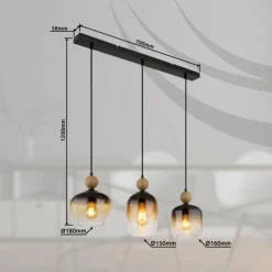 Suspension Verre Fumé-Luminaires Globo Lighting Suspension Globo COMMY Noir, 3 lumières