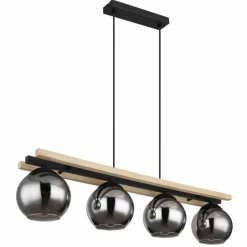 Suspension Verre Fumé-Luminaires Globo Lighting Suspension Globo CONNI Écru, Noir, 4 lumières