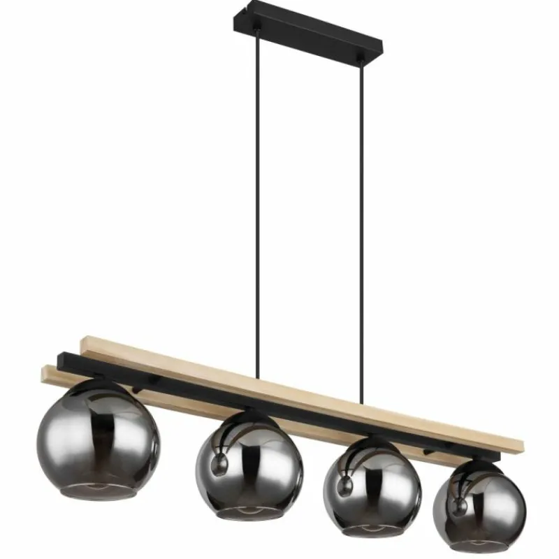 Suspension Verre Fumé-Luminaires Globo Lighting Suspension Globo CONNI Écru, Noir, 4 lumières