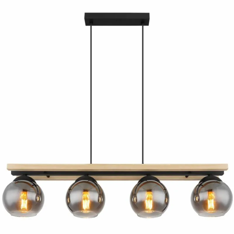 Suspension Verre Fumé-Luminaires Globo Lighting Suspension Globo CONNI Écru, Noir, 4 lumières