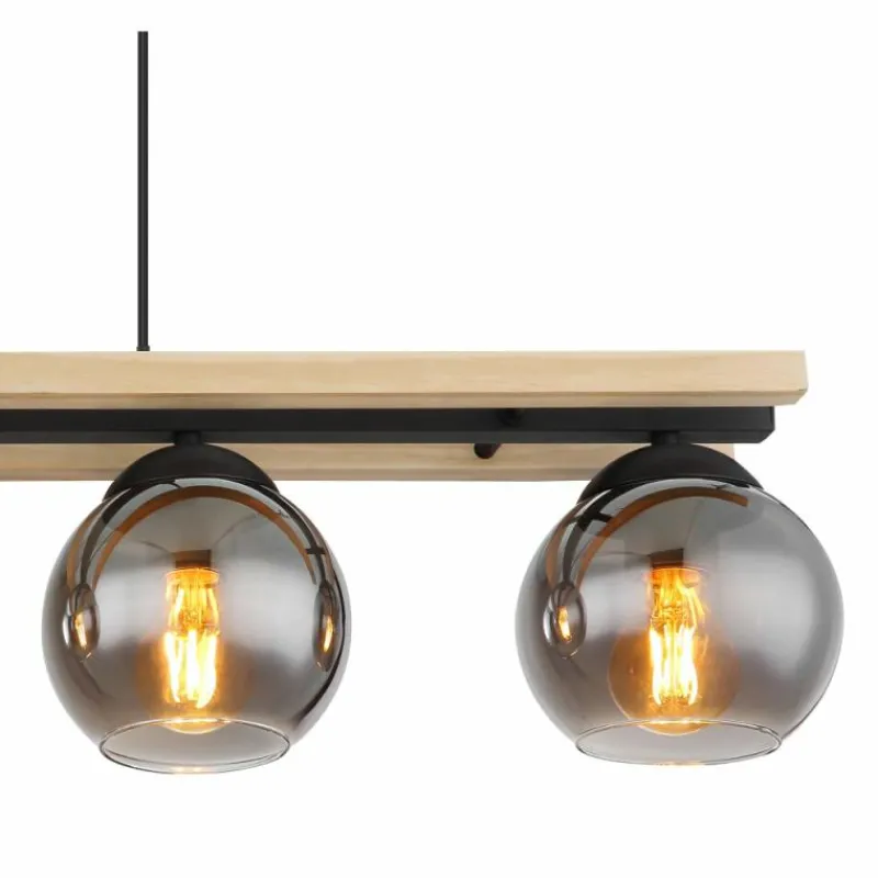 Suspension Verre Fumé-Luminaires Globo Lighting Suspension Globo CONNI Écru, Noir, 4 lumières